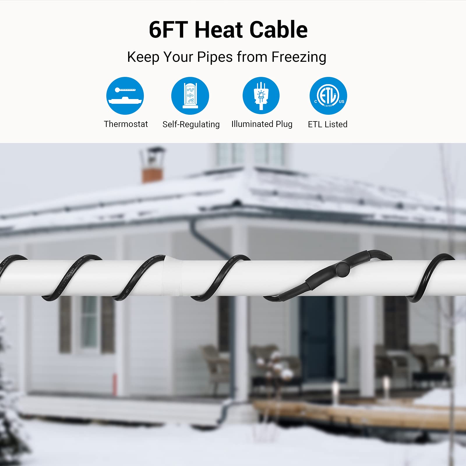 DEWENWILS energy-efficient heat cable adapts to temperatures to protect pipes.