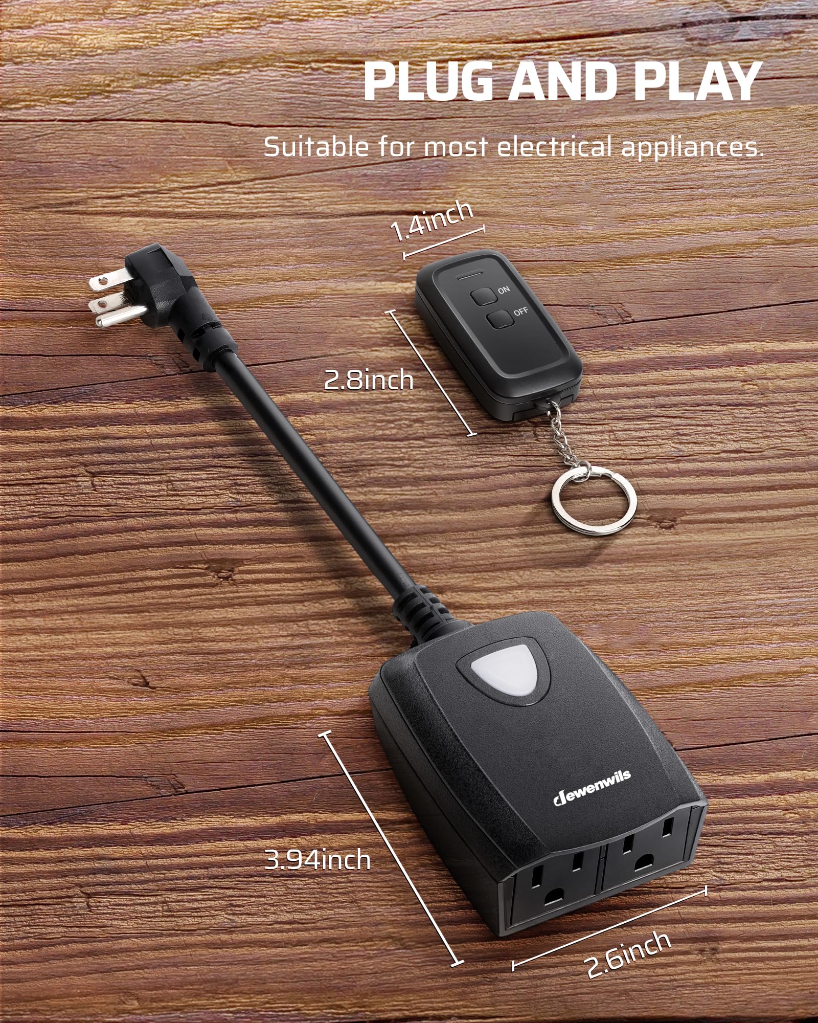 DEWENWILS expandable multi-outlet setup supports multiple devices without interference