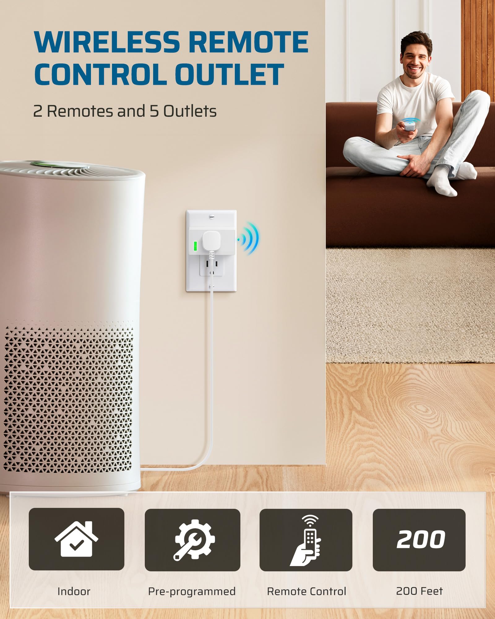 DEWENWILS five outlets provide independent control for lamps and fans