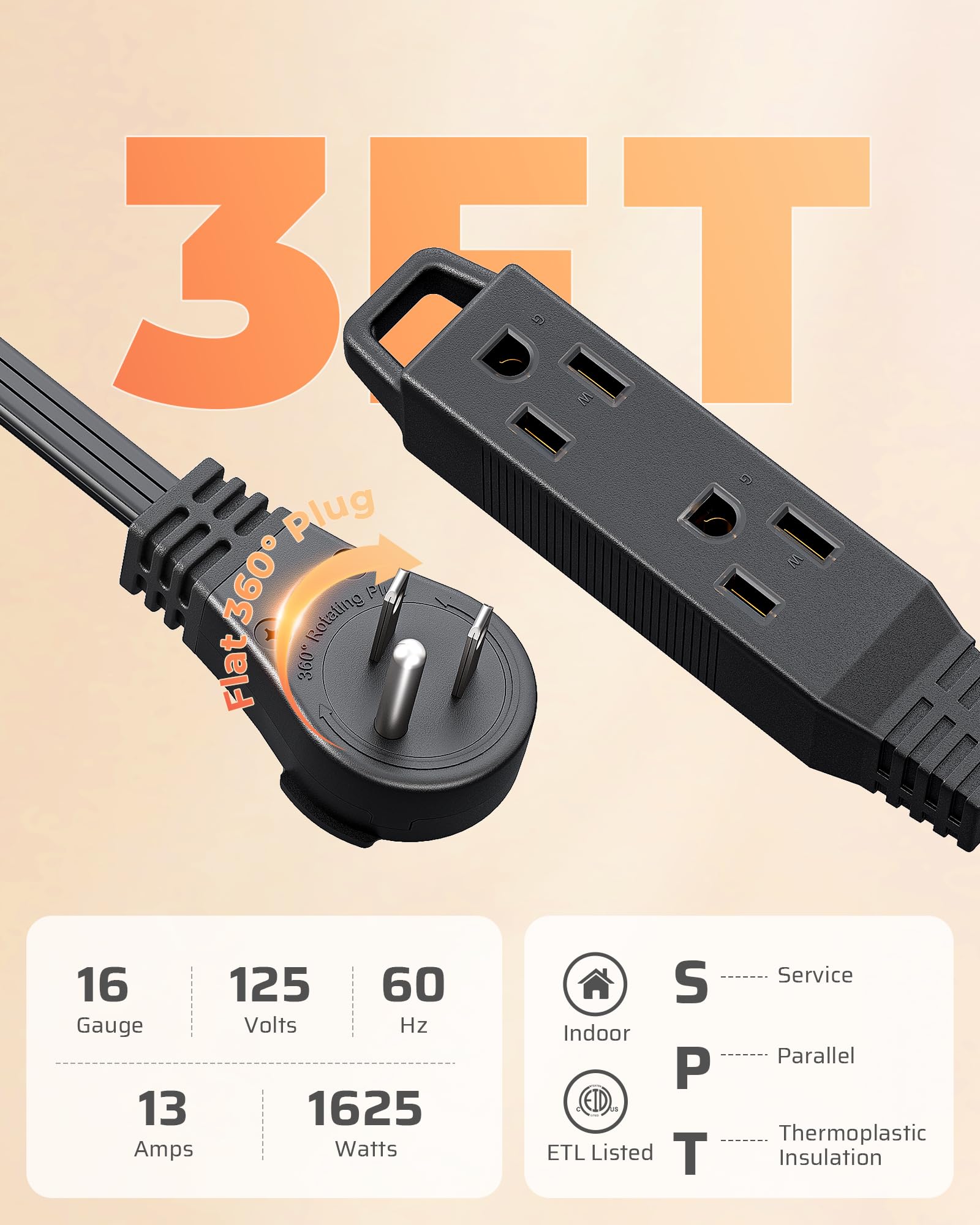 DEWENWILS flat-wire 3ft cable keeps walls neat and cords hidden behind furniture.