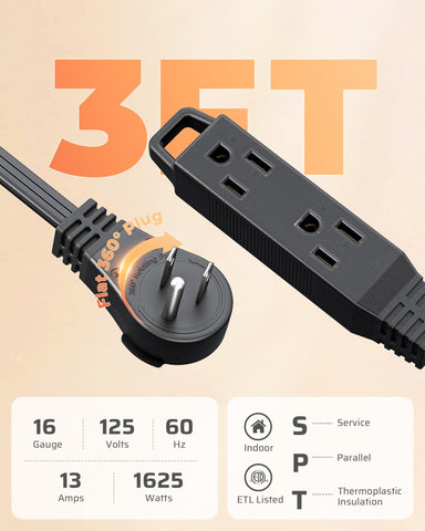 DEWENWILS flat-wire 3ft cable keeps walls neat and cords hidden behind furniture.