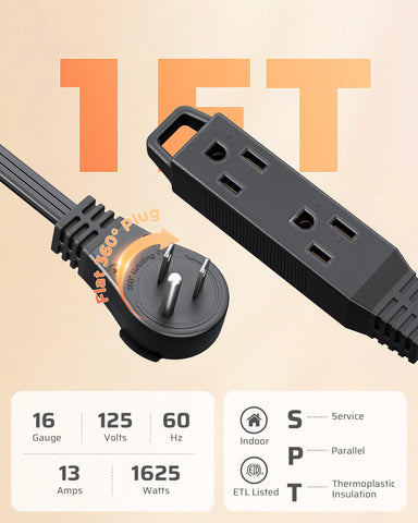 DEWENWILS 1ft flat wire cable for discreet wall routing and neat rooms.