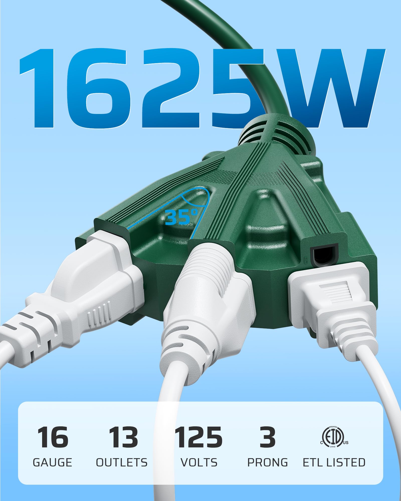 DEWENWILS flexible no-tangle cord stays manageable in cold weather.