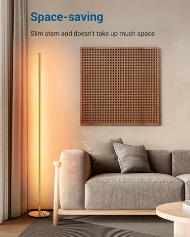 DEWENWILS 57.5-inch gold floor lamp fits narrow corners.
