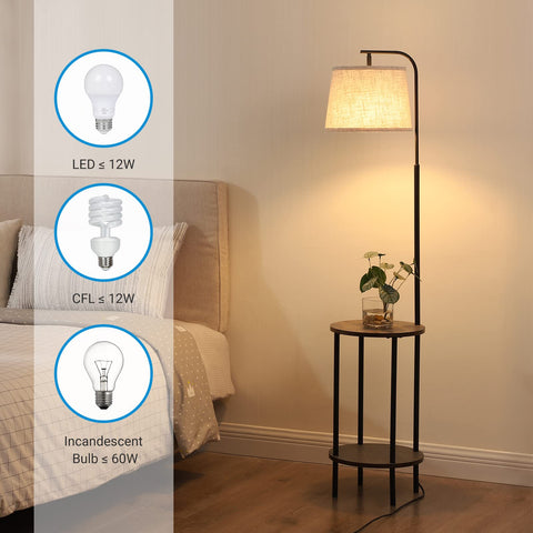 DEWENWILS end table floor lamp features a warm wooden surface for decor and storage