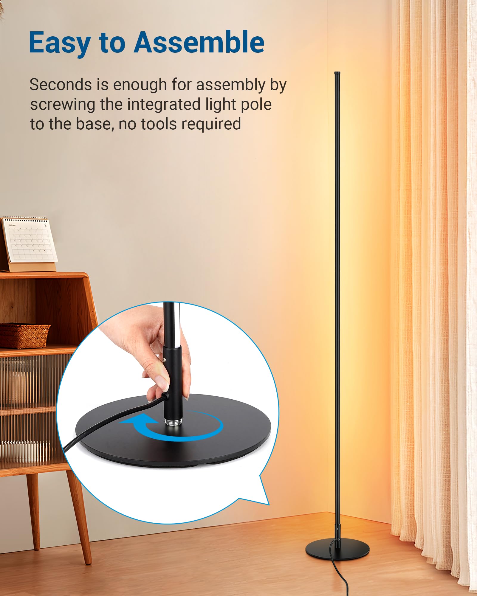 DEWENWILS floor lamp in a living room setup for warm illumination