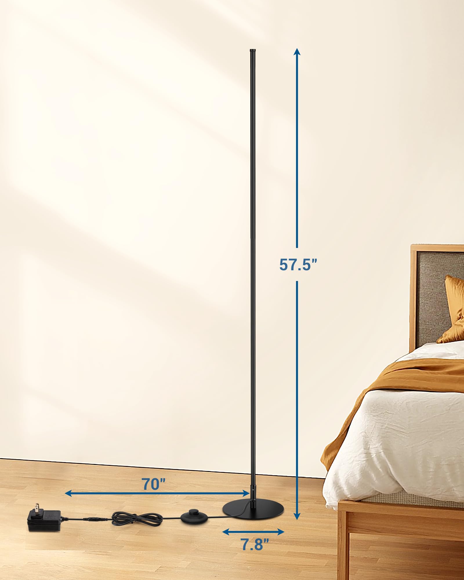 DEWENWILS floor lamp slim tall design fits beside a couch