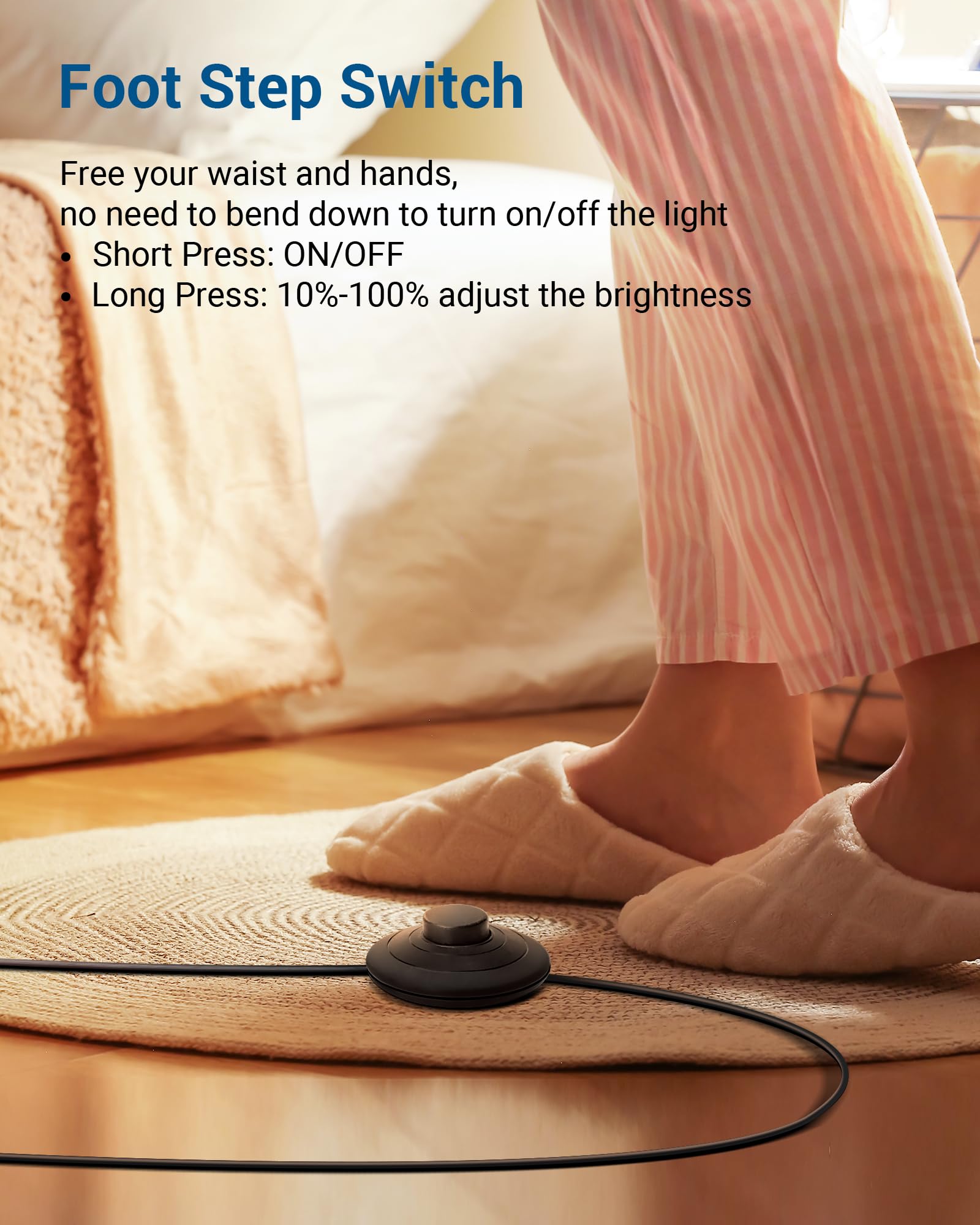 DEWENWILS sturdy base keeps the gold floor lamp steady.