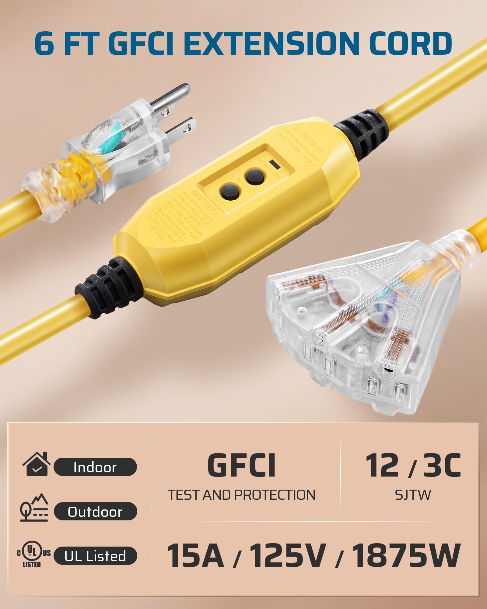 DEWENWILS heavy-duty SJTW 12/3 cable powers outdoor tools reliably.