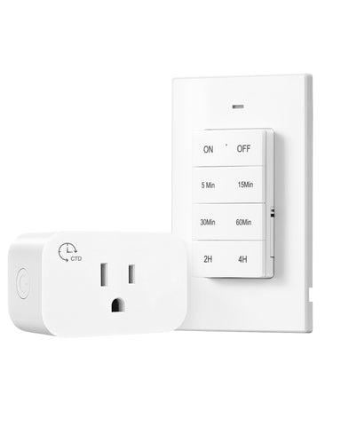 DEWENWILS indoor timer with remote front view, compact design for easy placement.