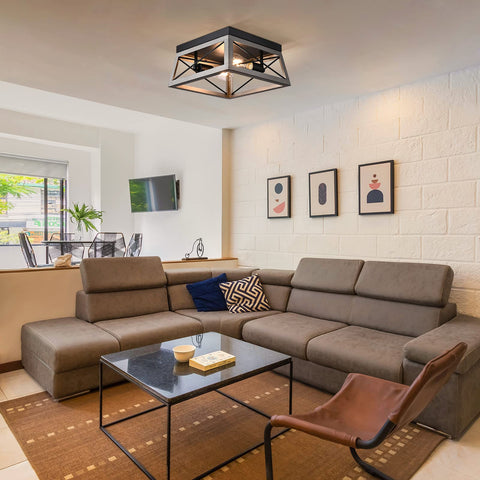 DEWENWILS flush mount light highlights copper wire connection for durable, safe setup