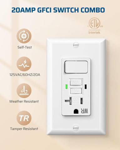 Integrated switch panel from DEWENWILS saves wall space with a sleek white finish.