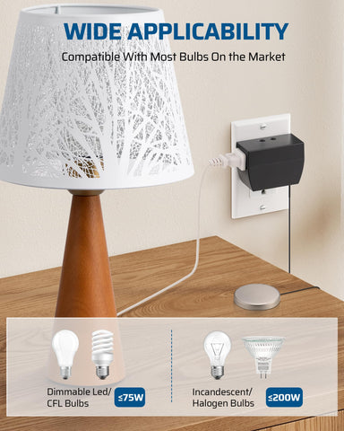 DEWENWILS lamp dimmer control captures quick brightness adjustments from dim to bright.