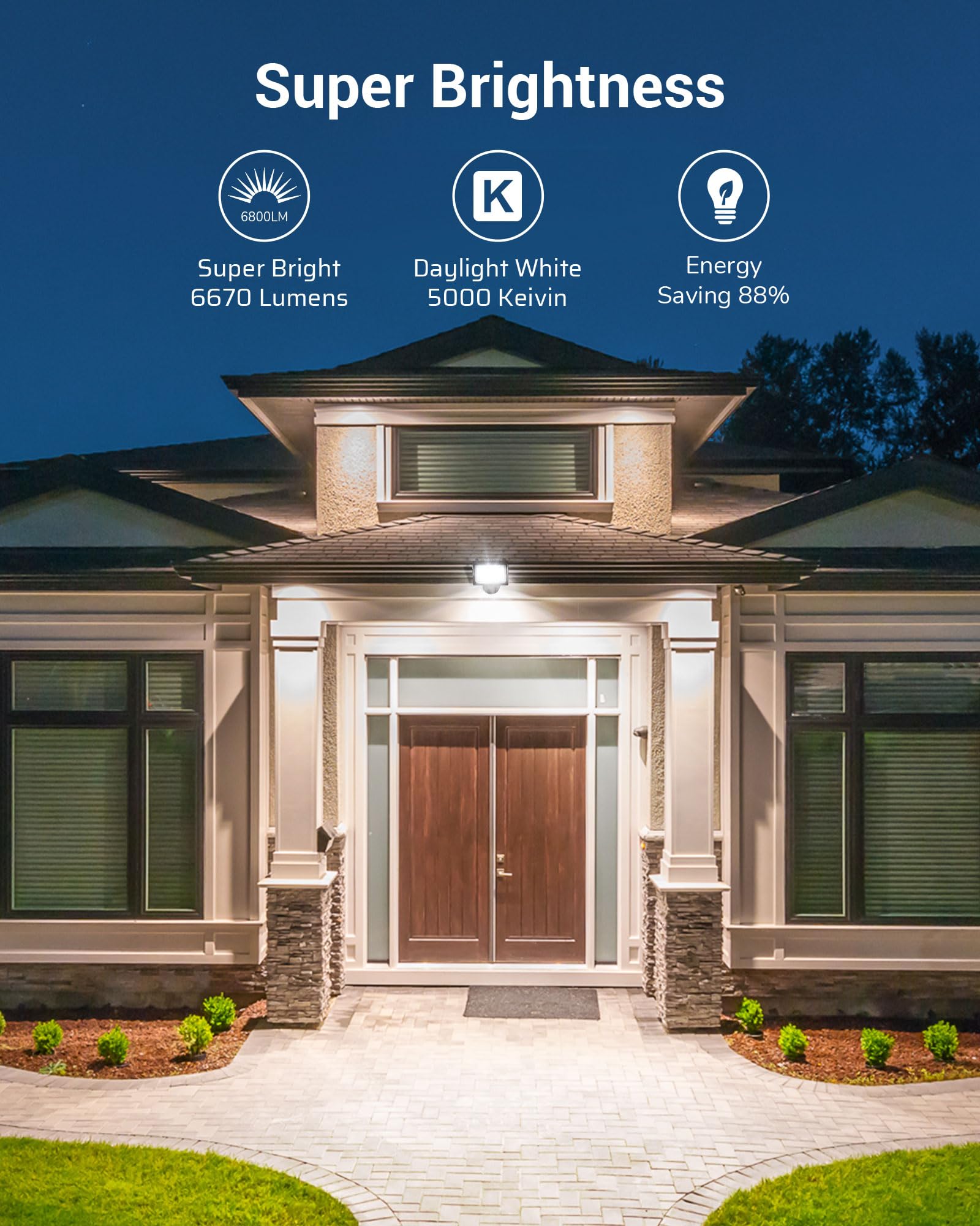 DEWENWILS adjustable-angle flood light brightens entryways and patios.