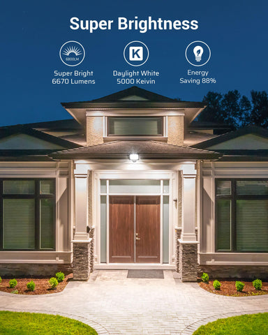 DEWENWILS adjustable-angle flood light brightens entryways and patios.