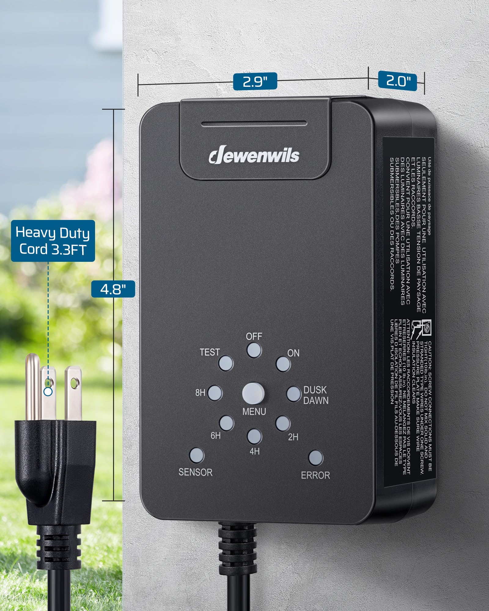 DEWENWILS LED landscape lights create a soft garden glow.