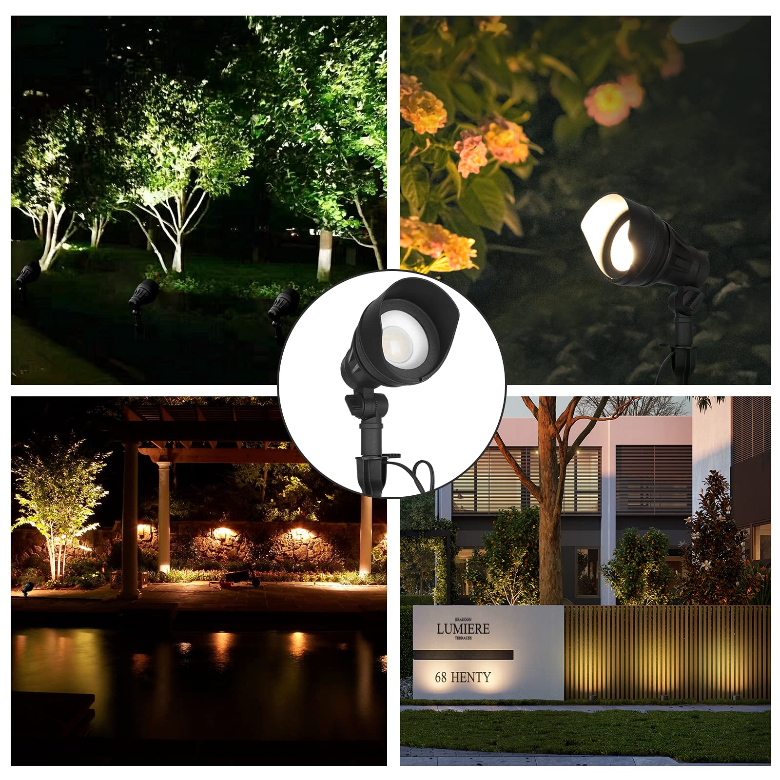 DEWENWILS fence-line light defines borders with subtle illumination after dark.