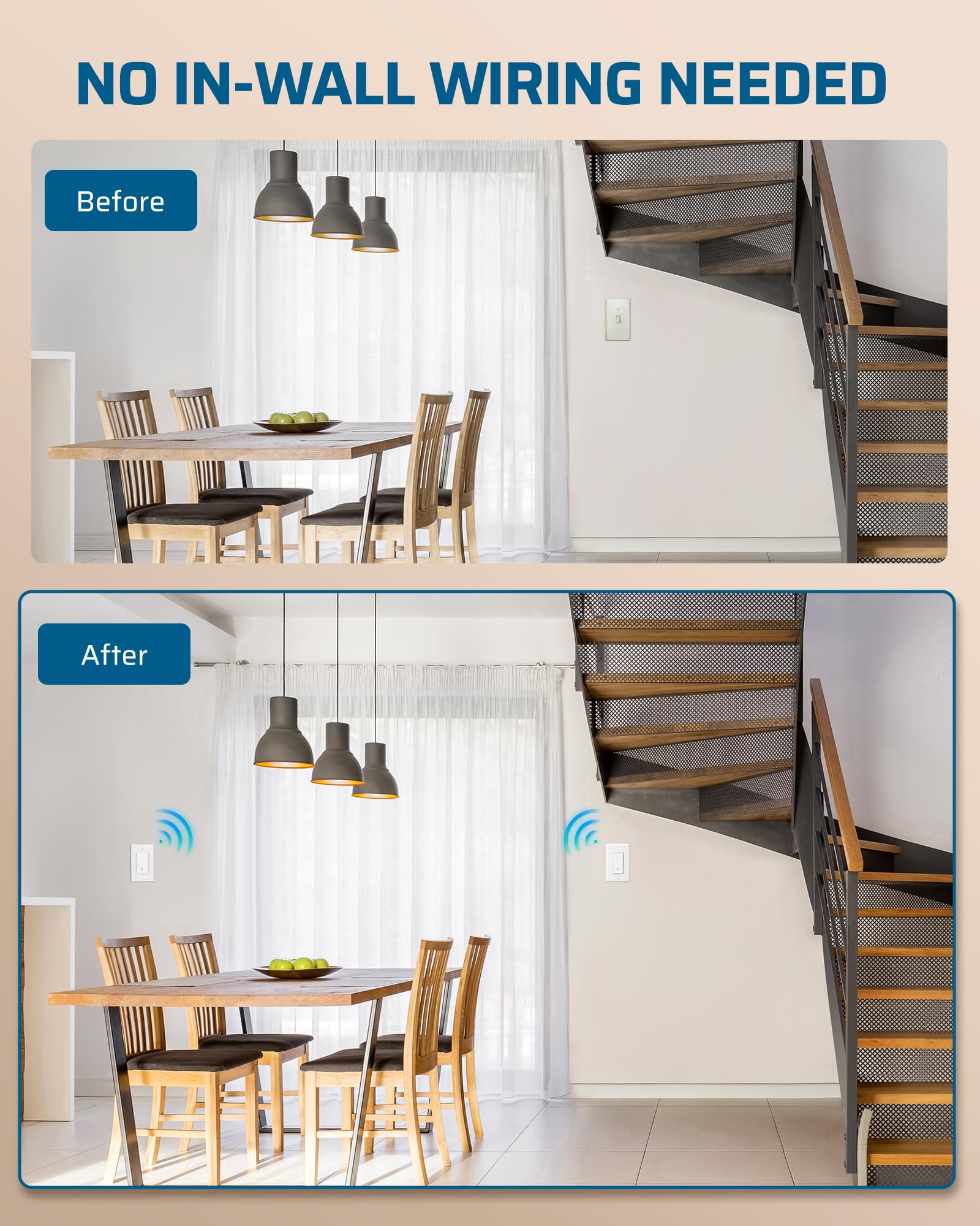 DEWENWILS no in-wall wiring needed for quick, mess-free installation