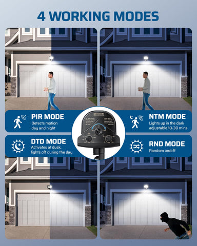 DEWENWILS outdoor motion sensor detection angle captures activity across patios and walkways.