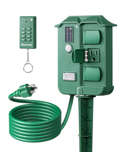 DEWENWILS outdoor power stake timer weatherproof outlets for yard lights.
