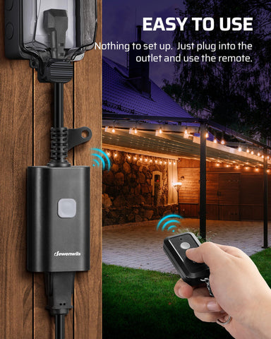 DEWENWILS remote control in hand demonstrates easy wireless switching