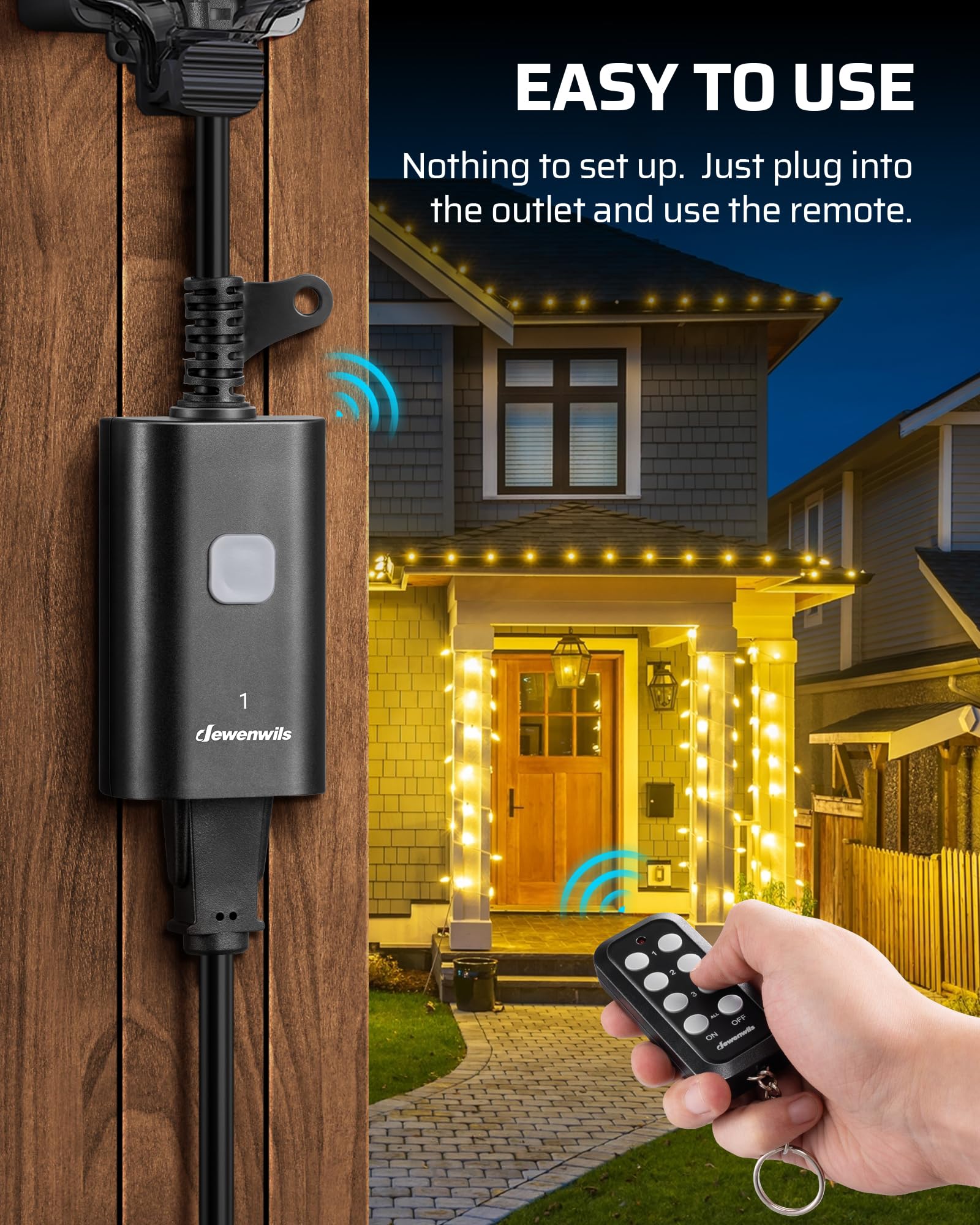 DEWENWILS outdoor remote control outlet delivers reliable control up to 100 feet