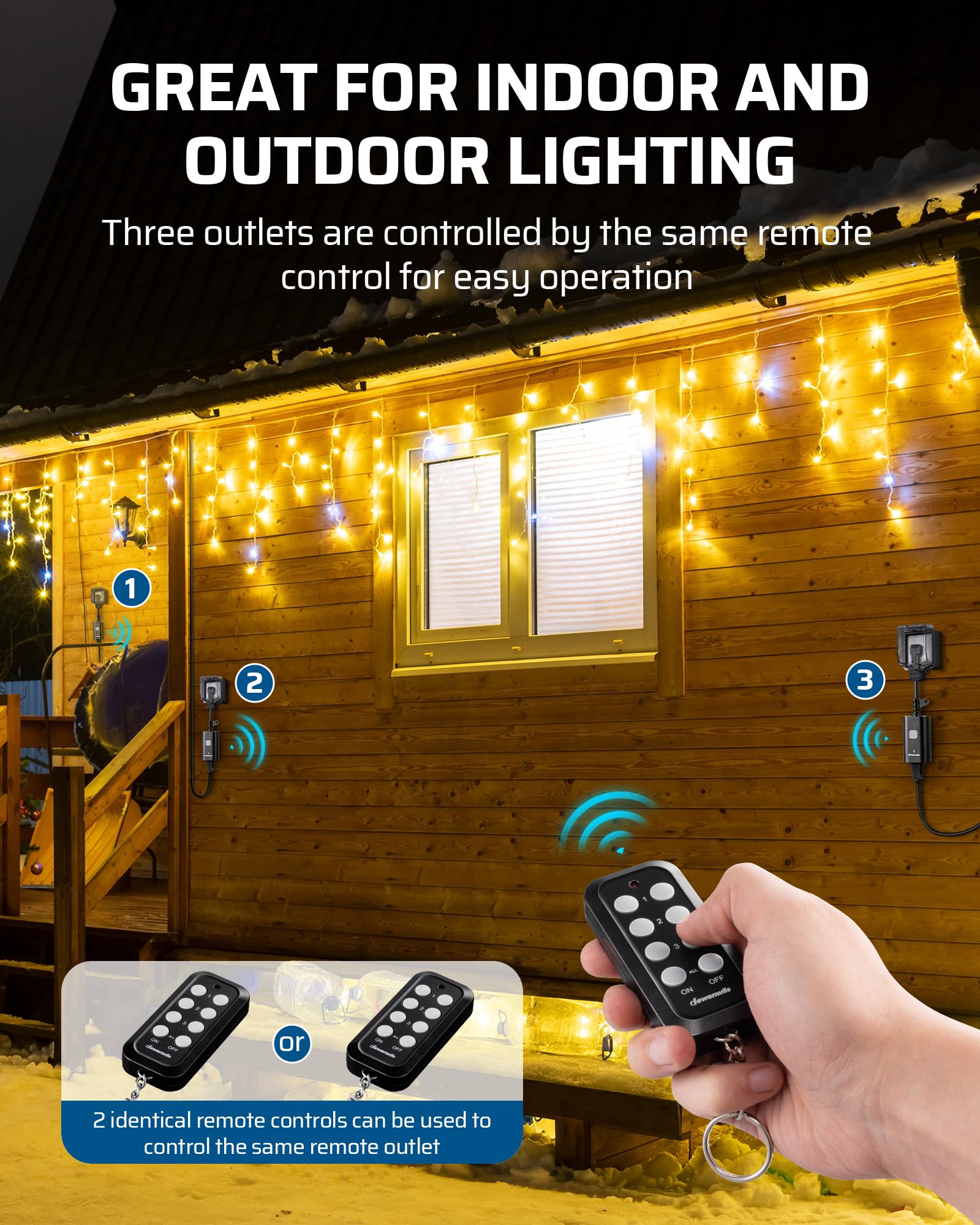DEWENWILS includes two remotes for easy control from different spots