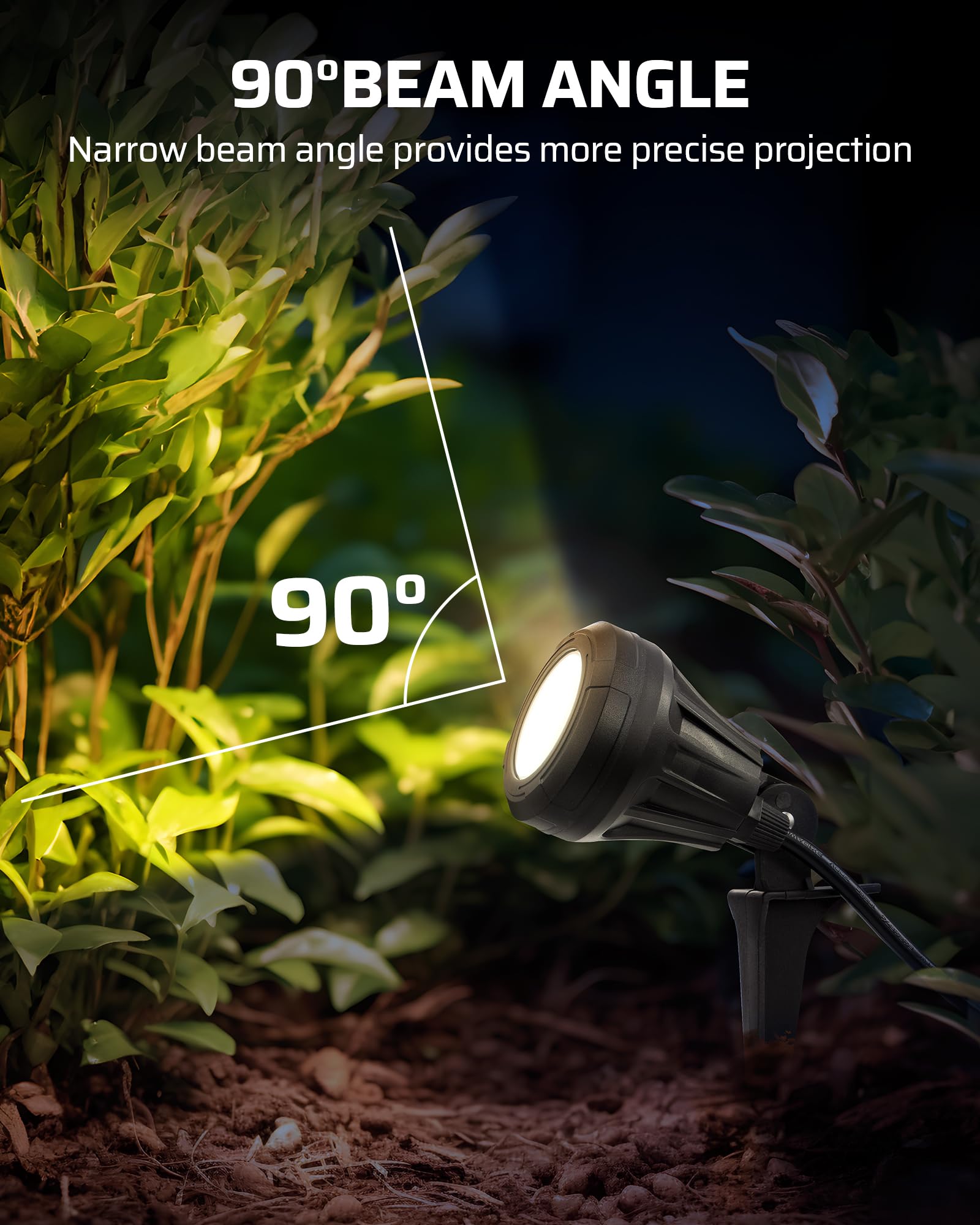 DEWENWILS spotlight includes a 5ft extension cord for flexible placement.