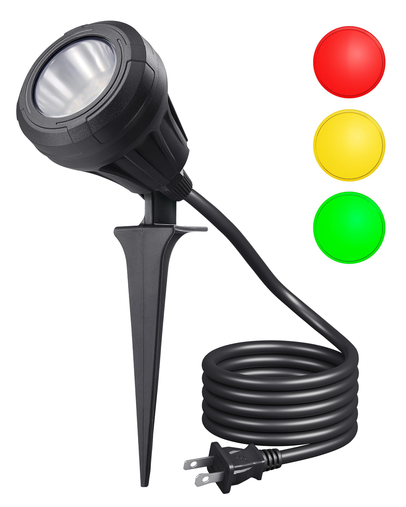 DEWENWILS outdoor spotlight shows a 90-degree beam for precise yard lighting.