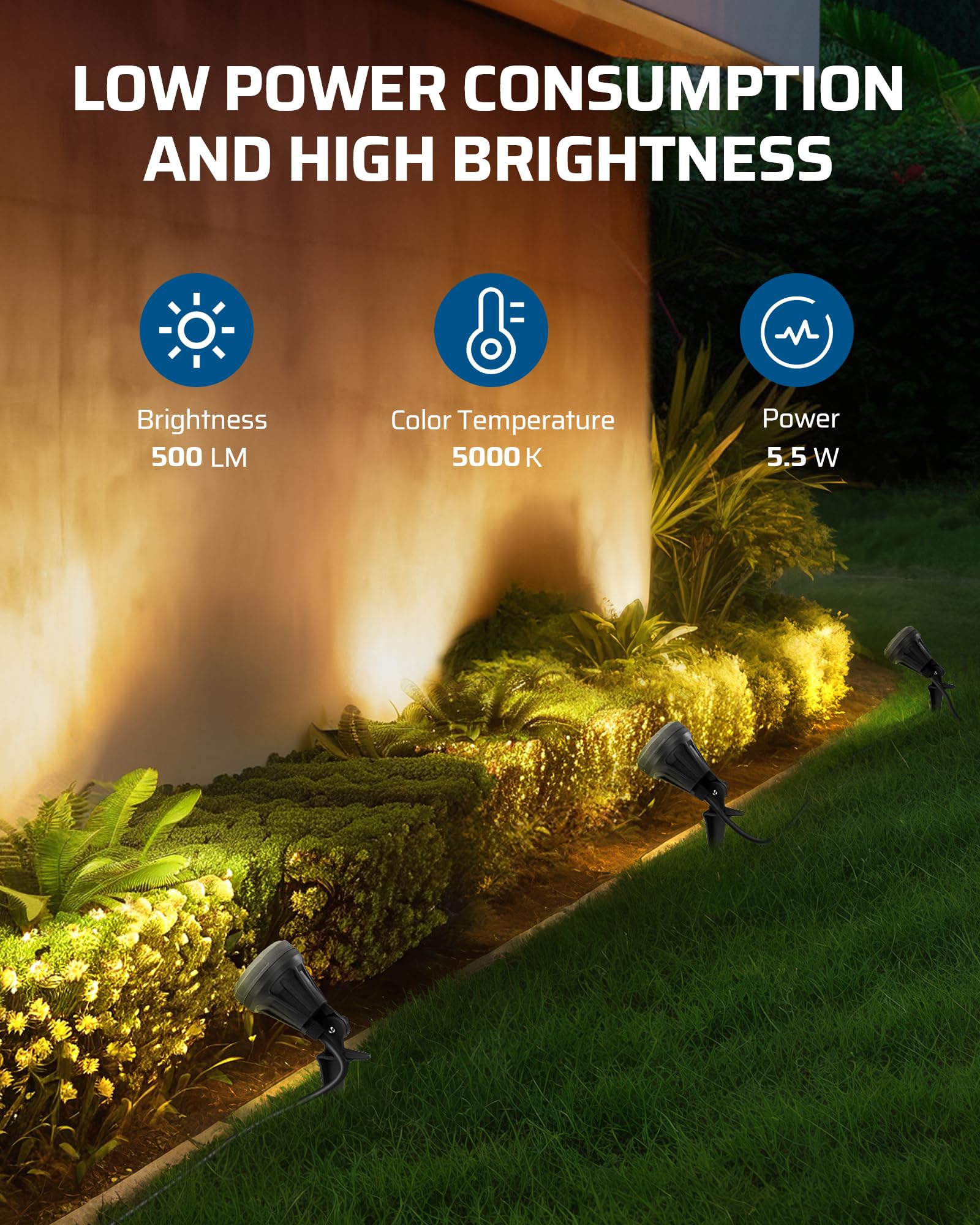DEWENWILS IP65 waterproof spotlight with durable aluminum body.