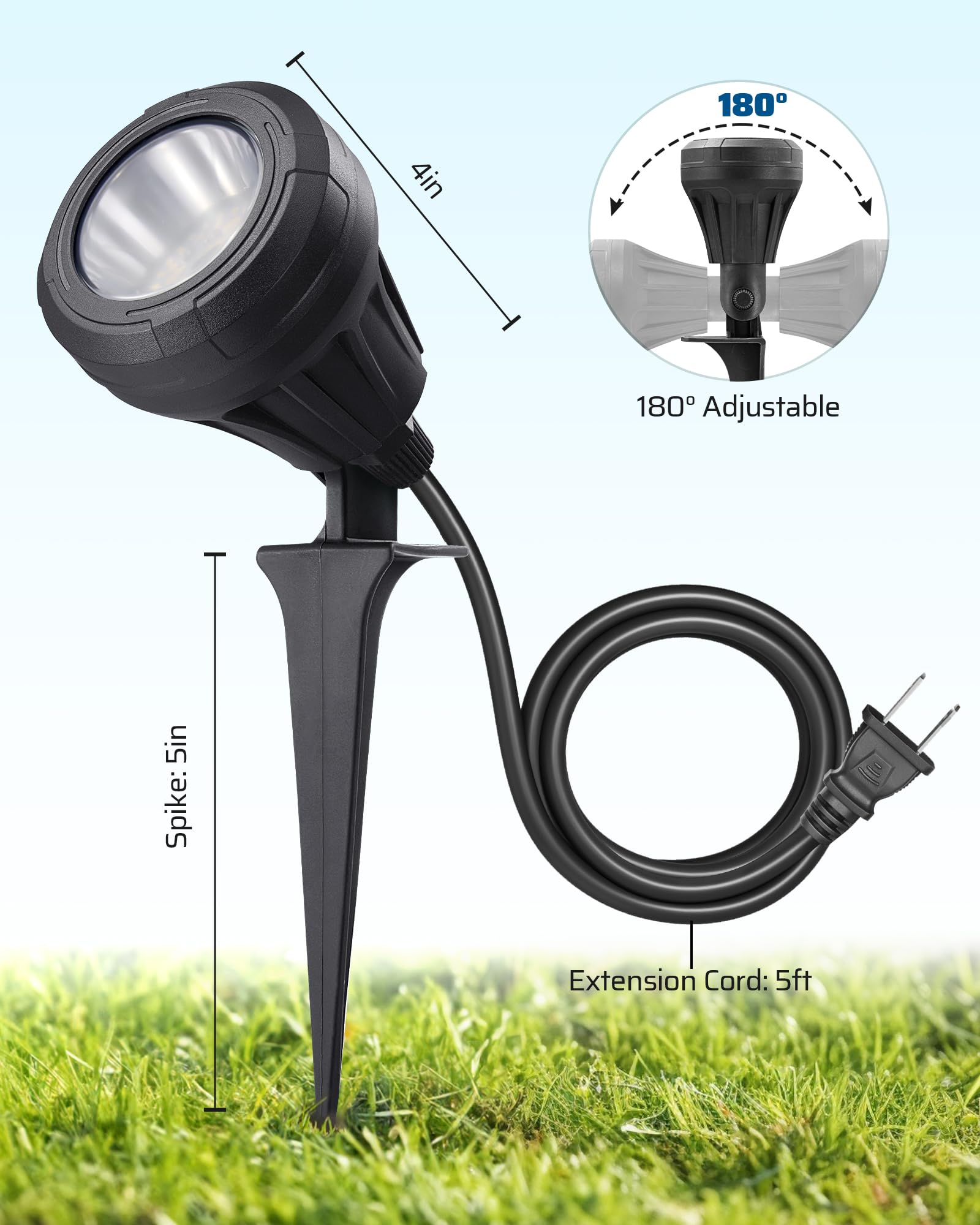 DEWENWILS spotlight mounted on a wall for outdoor décor.