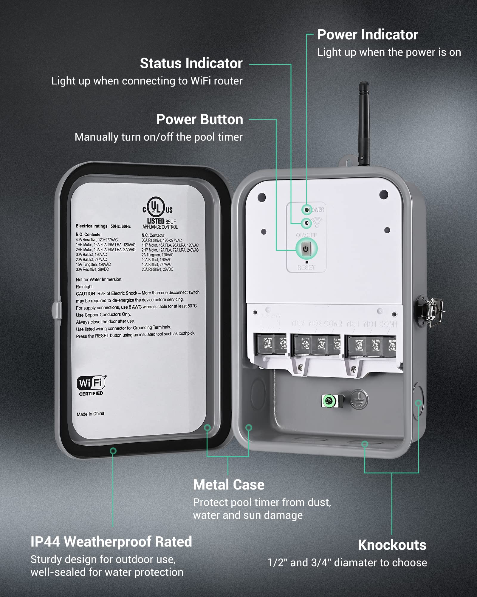 DEWENWILS outdoor timer installation on a wall for location control
