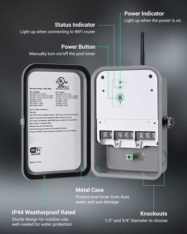 DEWENWILS outdoor timer installation on a wall for location control