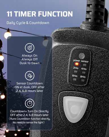 DEWENWILS outdoor timer unit enabling flexible daily schedules for lights and pumps