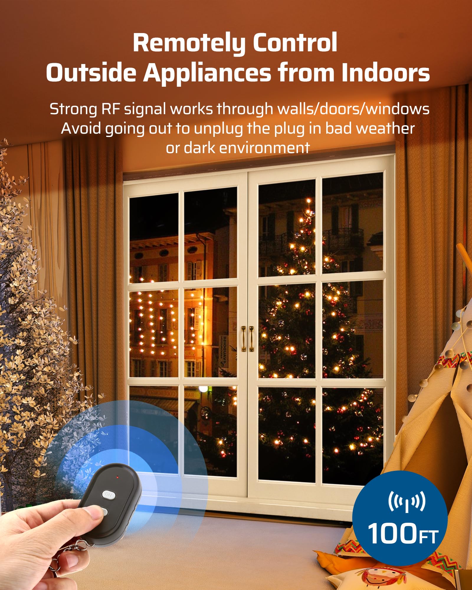 DEWENWILS extension cord highlights safe, weatherproof power connection.