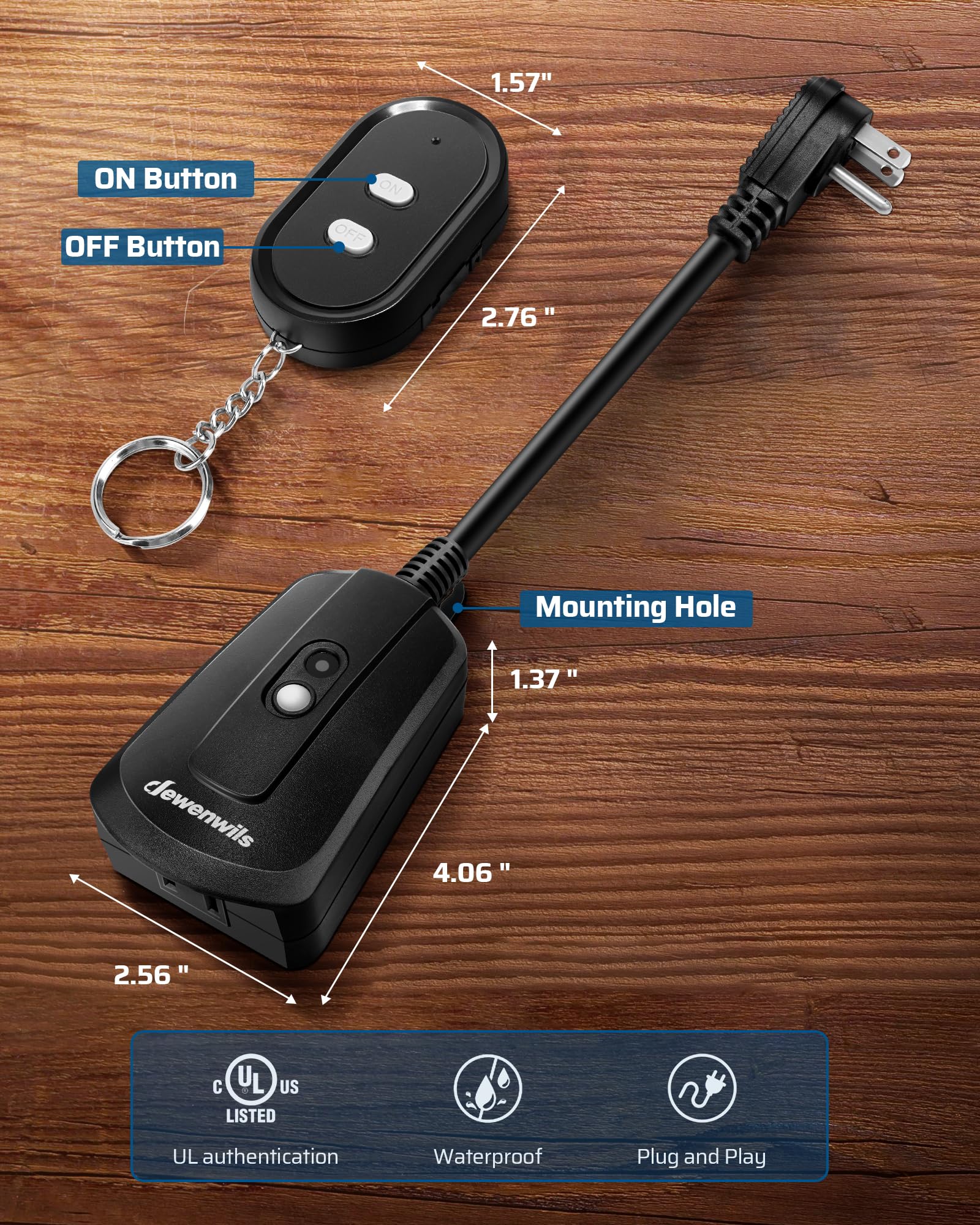 DEWENWILS remote control emphasizes simple operation from indoors.