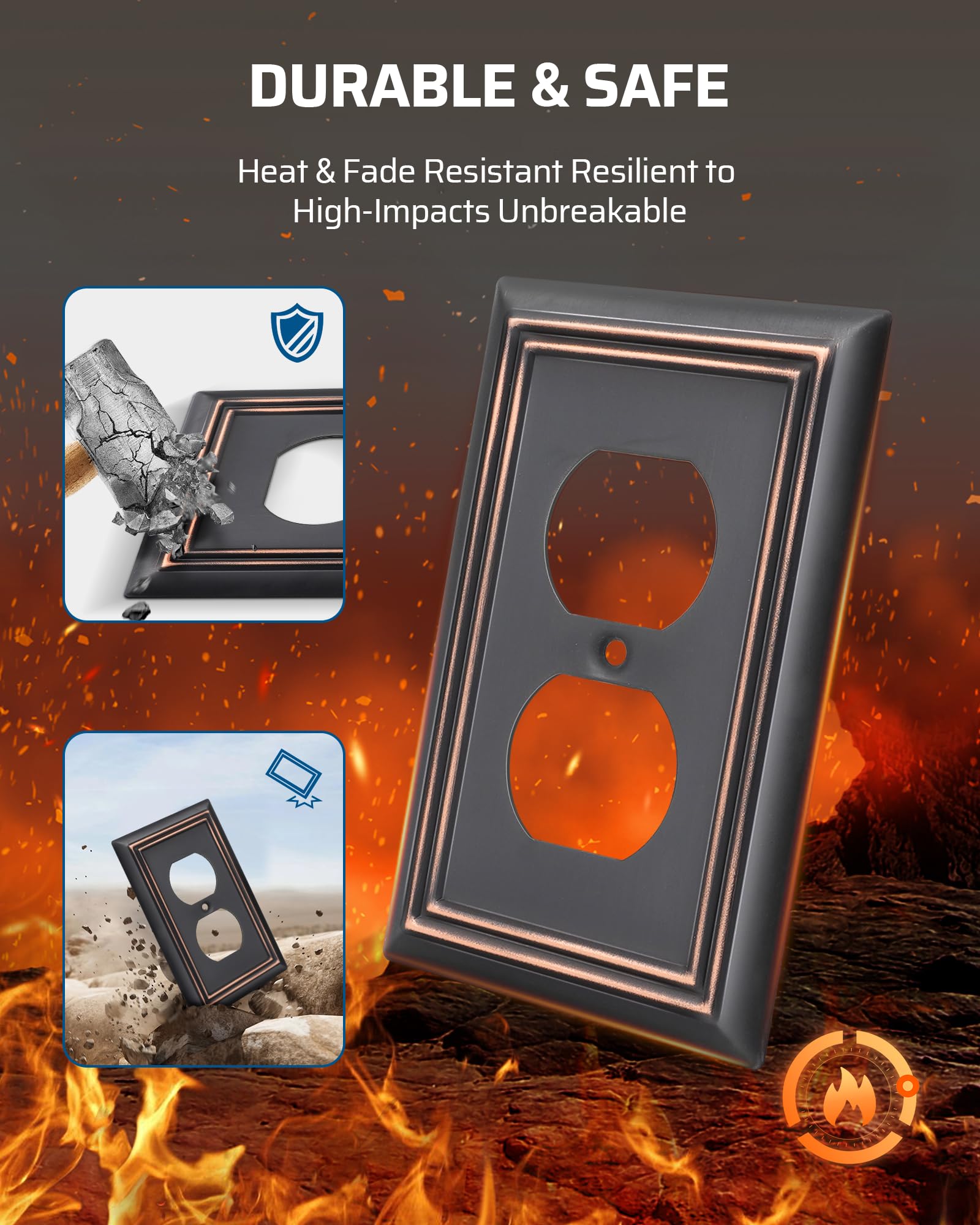 Antique-inspired finish complements dimmers and switches