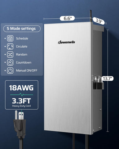 DEWENWILS overload protection helps safeguard lights during peak currents.