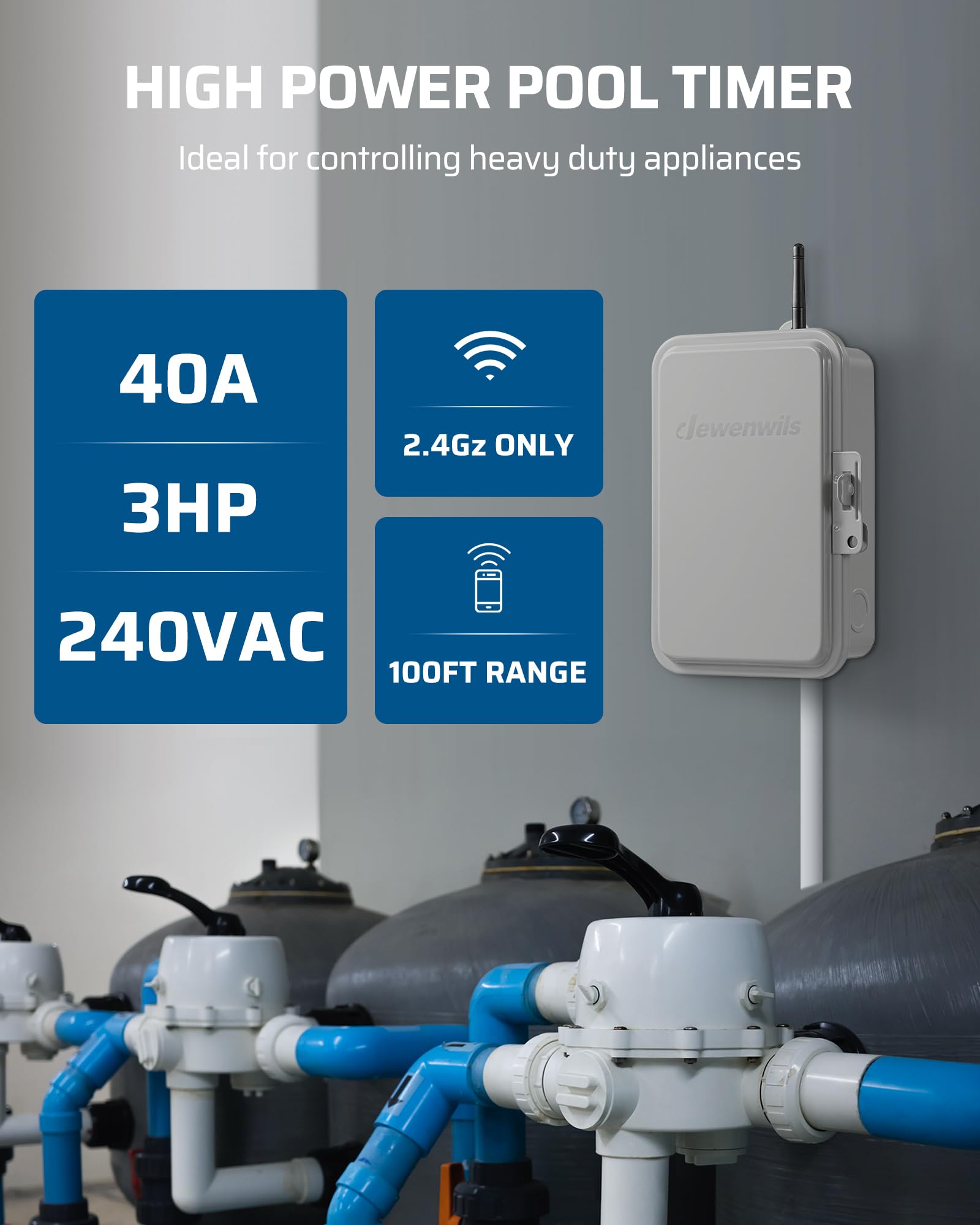 DEWENWILS timer knob interface enabling quick, easy setup