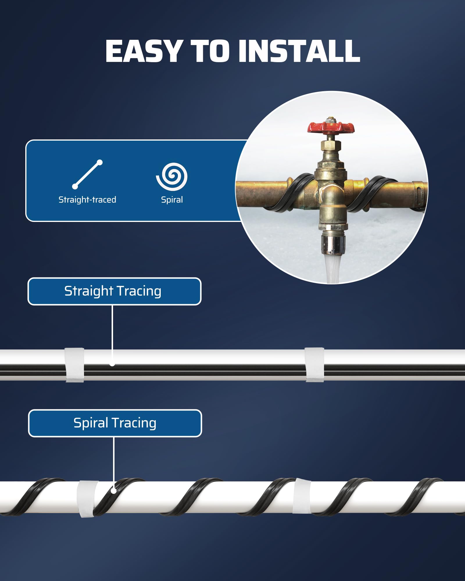 DEWENWILS compatible with PVC, metal, and plastic pipes for versatile protection.