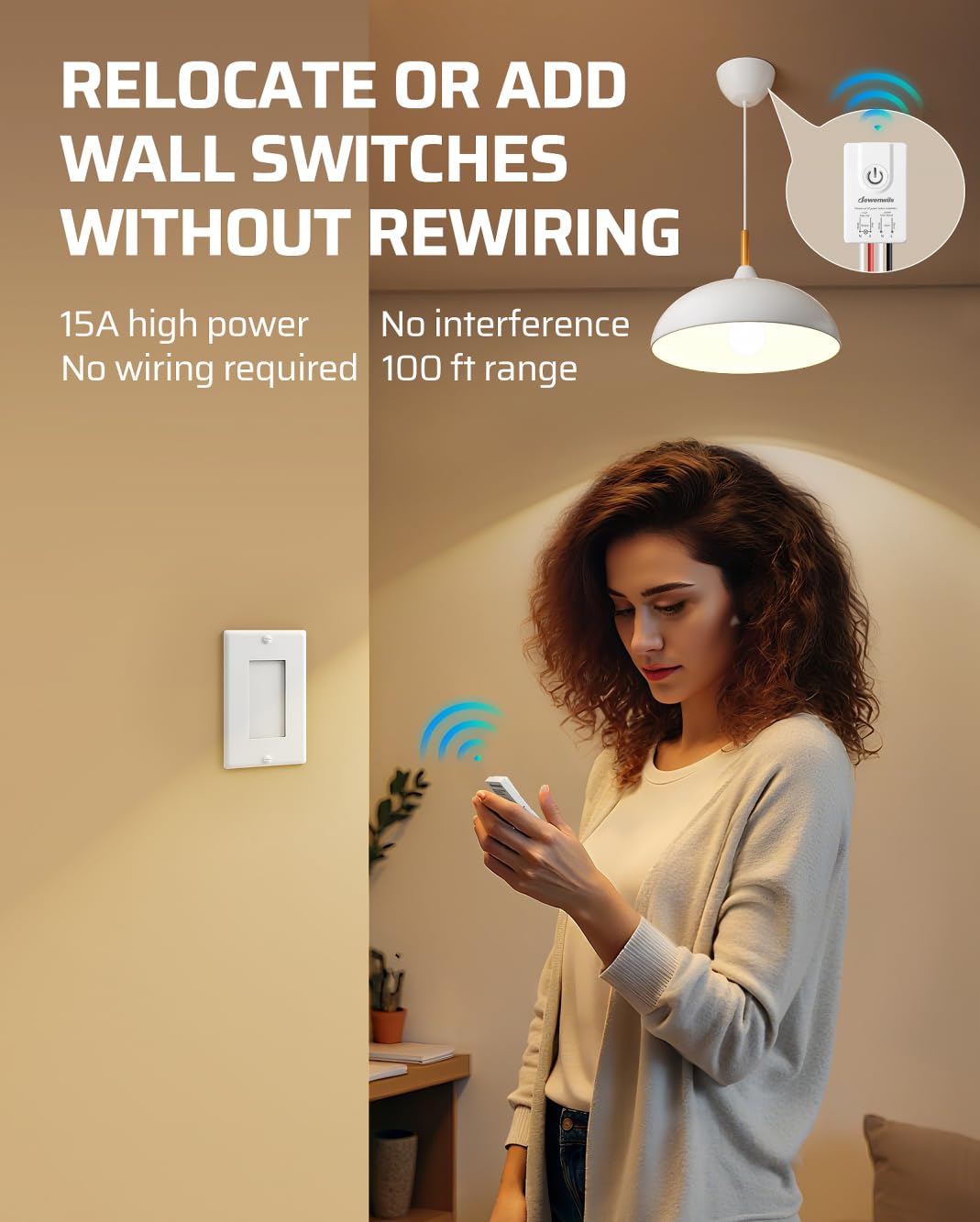 DEWENWILS receiver behind ceiling light enables wireless control.