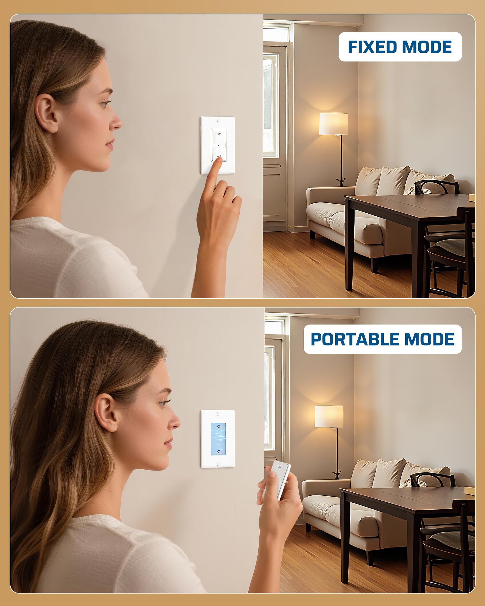 DEWENWILS remote control in action enabling quick lighting control without bending.