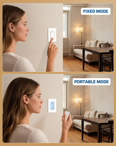 DEWENWILS remote control in action enabling quick lighting control without bending.