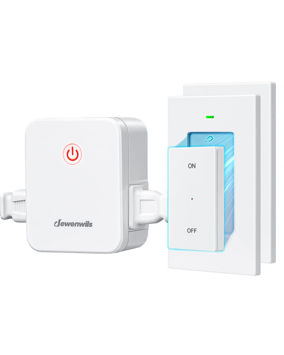 DEWENWILS remote-control outlet with two switches for convenient control of lamps and devices