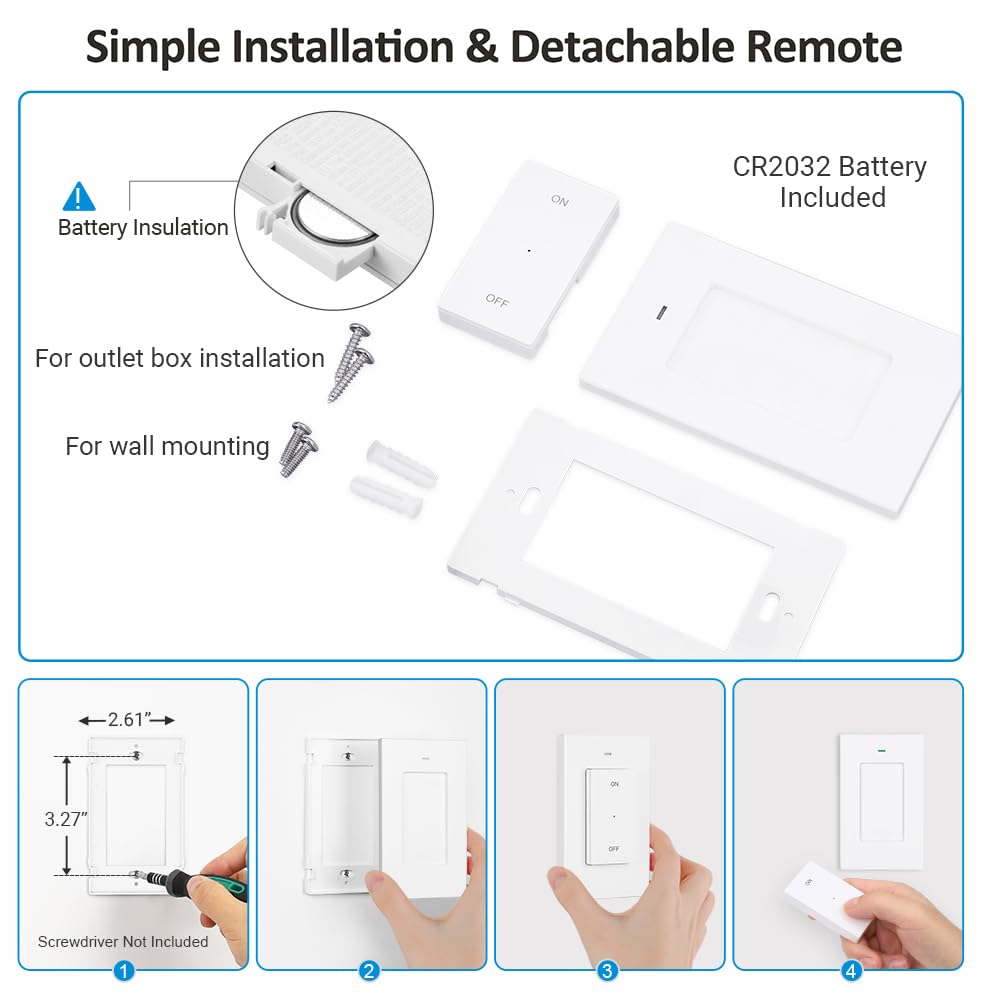 DEWENWILS magnetic remote and receiver provide cordless control from handy locations