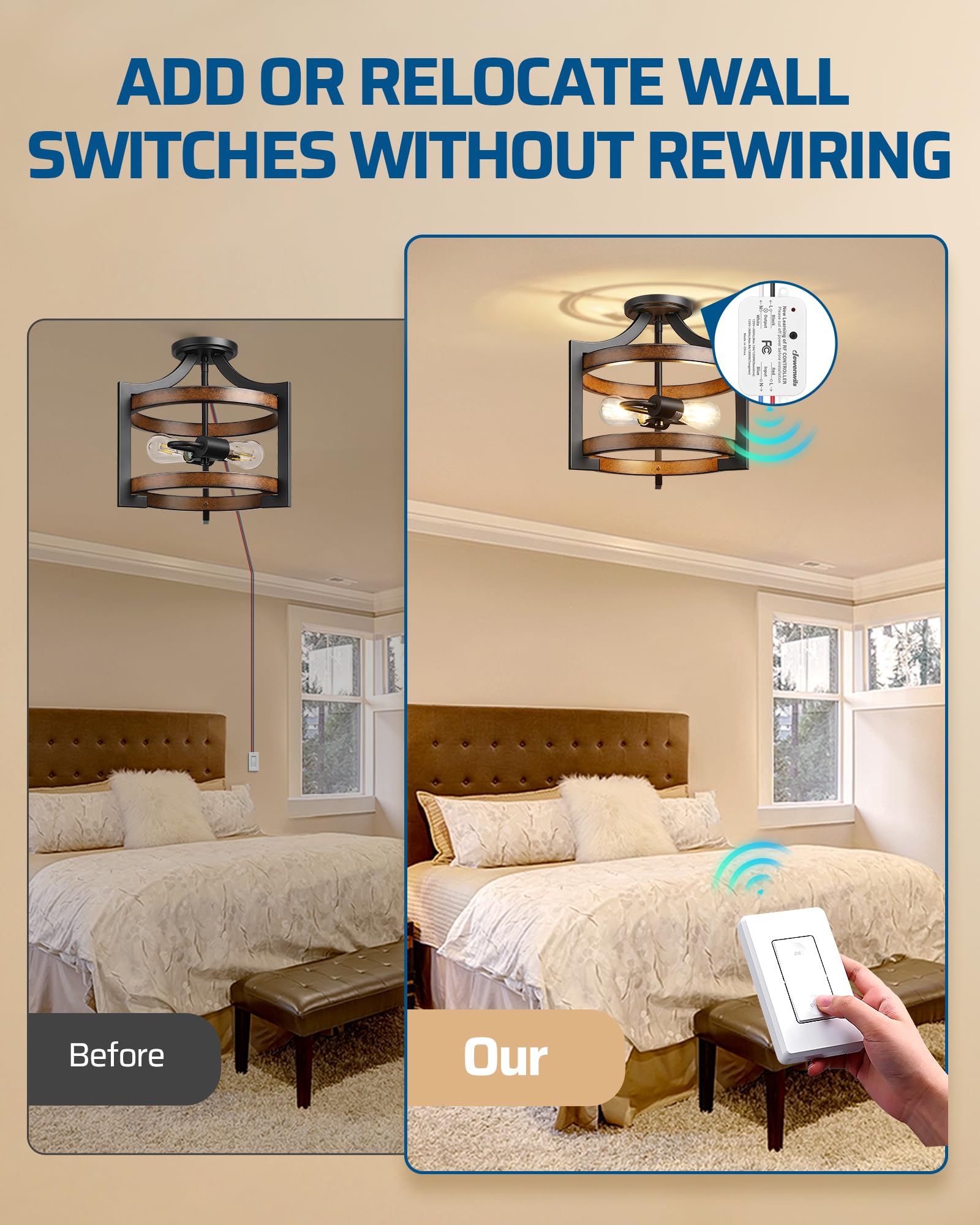DEWENWILS remote control wall mount demonstrates flexible placement and convenient control.