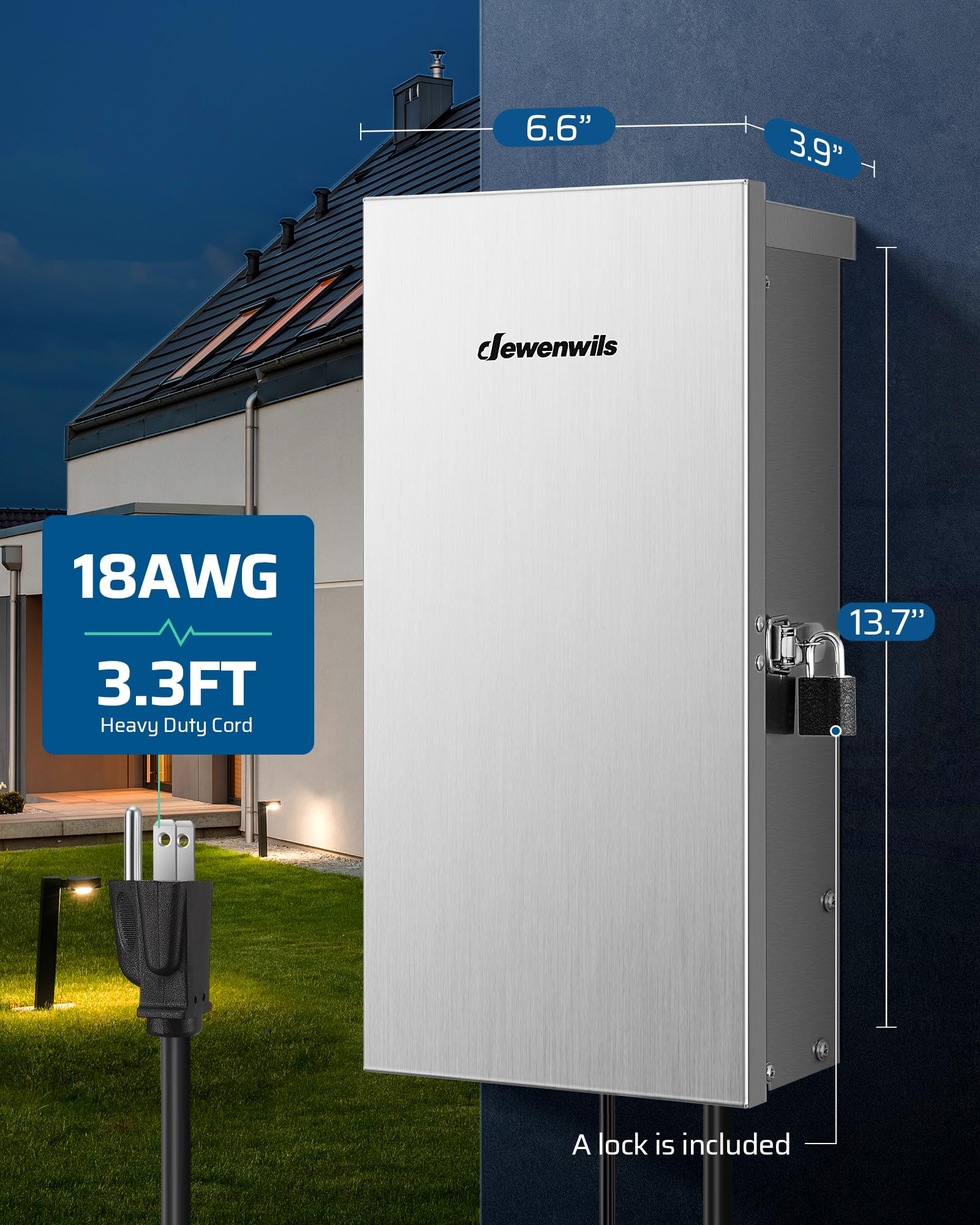 Various timer modes support customized lighting routines for outdoor spaces.