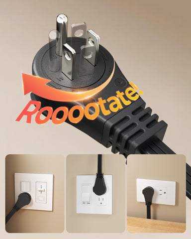 DEWENWILS space-saving wall plug keeps furniture flush and cords hidden.