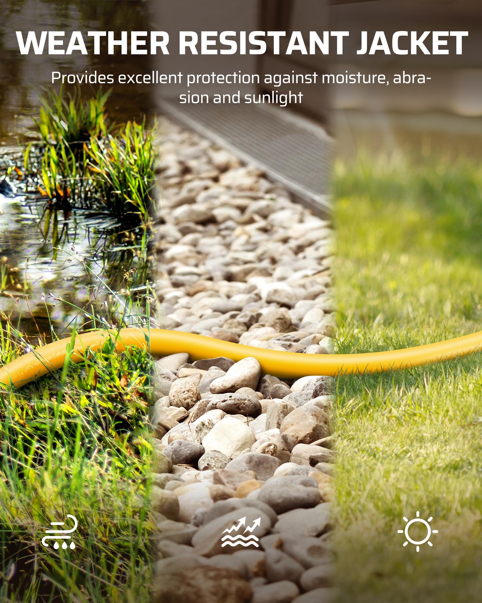 DEWENWILS extension cord tolerates -40°F to 140°F for versatile seasons.