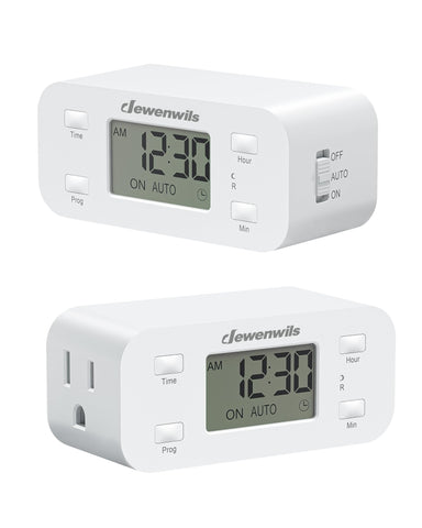 DEWENWILS timer-outlet front view showing the compact design and clear display.